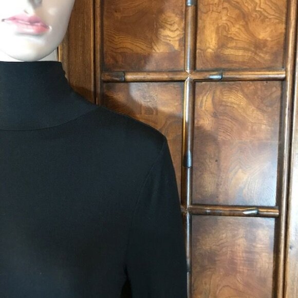 NWOT G by Giuliana Black Modal Shark Bite Hem Turtleneck Top - Picture 7 of 11